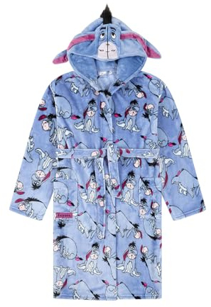 Disney Womens Eeyore Blue Fleece Dressing Gown Fleece Hooded Ladies Robe (12-14)