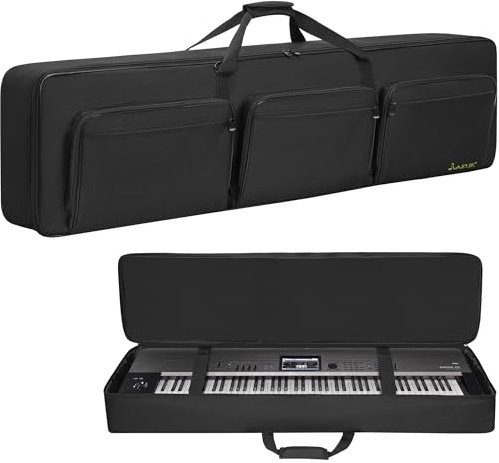 OUUTMEE Gigbag für Keyboard, tragbar, gepolstert, mit 10 mm Baumwolle, 600D Oxford-Stoff, Gigbag, Schwarz , 88 KEYS - 54x7x13.5 inches, Klassisch