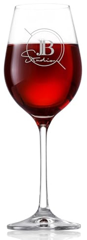 ukgiftstoreonline Personalised Wine Glass with Custom Logo Engraving, Clear Crystal, 20cm Height, 7cm Width, Gift Box Included