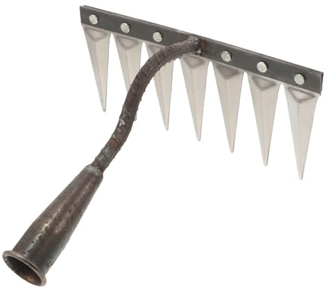 MOTHNUR Râteau à Main de Jardin 7 Dents en Acier Renforcé, Outil Désherbeur Léger et Maniable pour Pelouse et Plates-Bandes, pour Ameublir la Terre et Désherber en Extérieur