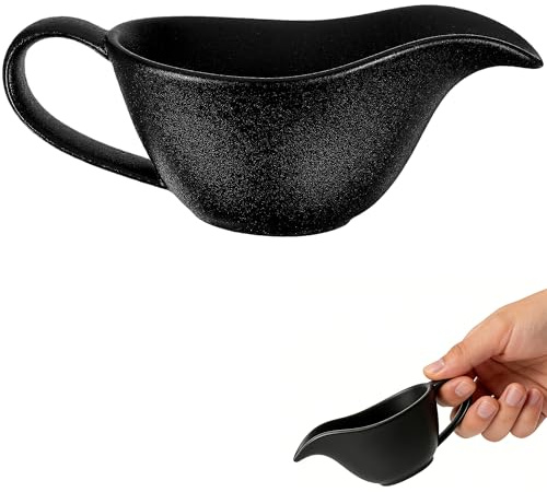 HAOWYYUU Sauciere Porzellan, Soßiere Schwarz Matt mit Ausgießer, Sosierre Keramik für Feiertagsfeiern & Täglichen