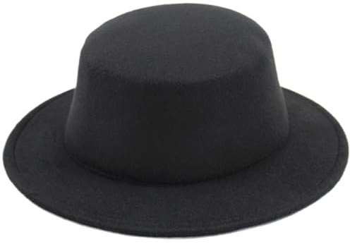 Fedora Hattar för kvinnor män vintage klassisk brittisk stil panamahatt brett brätte platt topp varm country gentleman hatt för vår höst filt svart