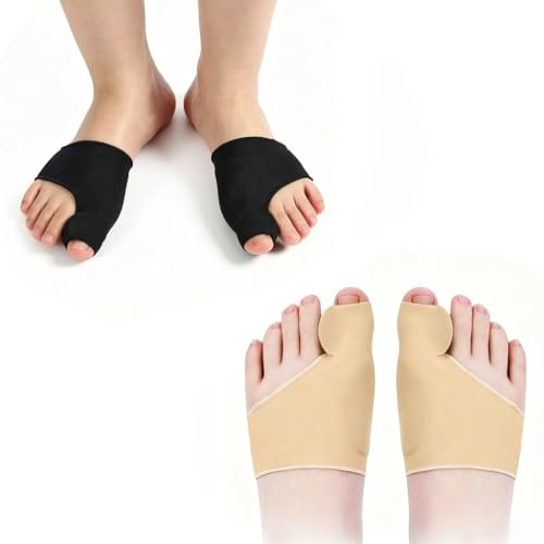 2 Paires Orthèse Hallux Valgus Correcteur Orteil Silicone Souple Noir | Protection Pouce Corrective, Redresseur Femme Homme, Peau Confort, Lavable, Discret Quotidien, Pratique, Fiable