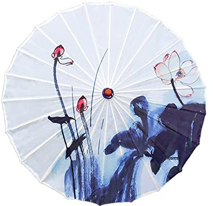 Hailong Ming Sombrilla Tradicional China para Mujer, Sombrilla de Papel Aceitado Hecha a Mano para