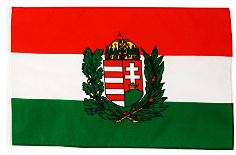 Flaggenfritze Fahne mit Hohlsaum Ungarn mit Wappen 30 x 45 cm - flexibel dekorieren, ergänzen und Flagge zeigen