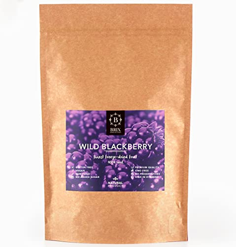 BRIX Mora Silvestre Liofilizada | Mora Silvestre Deshidratada 100% Natural 95g | Premio Gran Sabor de Frutas Liofilizadas | Sin OGM ni Gluten, Vegano y Retenido de Vitaminas