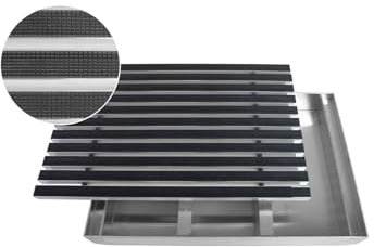 ACO Schuhabstreifer Gummi mit Emco ALU Bodenwanne Fußmatte Eingangsmatte Fußabstreifer Türmatte, Größe:750 x 500 mm