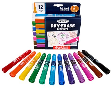 Crayola Take Note Dry Erase Markers for School (12ct) Teacher Classroom Supplies, Chisel Tip Whiteboard Markers, Spring Crafts, Low Odor