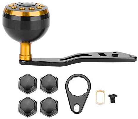 Knob Power Handle Grip, Metall Kipphebel Power Knob Griff Angelrolle Griff CNC mit Armaturen Ersatzteile Zubehör(Black+Gold)