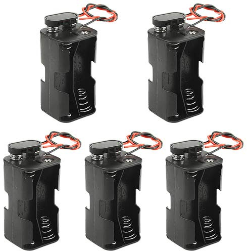 WMYCONGCONG 5er Pack 4 x 1,5 V AA Batteriehalter mit Standardschnappverbinder und Hartplastikgehäuse T Typ Draht (4AA)
