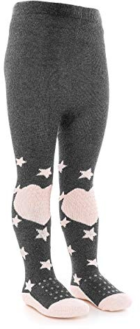 LaLoona Baby Krabbelstrumpfhose mit ABS Sohle - elastische Kinderstrumpfhose mit Anti Rutsch Noppen - OEKO-TEX® Standard 100 geprüft - Sterne/Rosa - 74-80