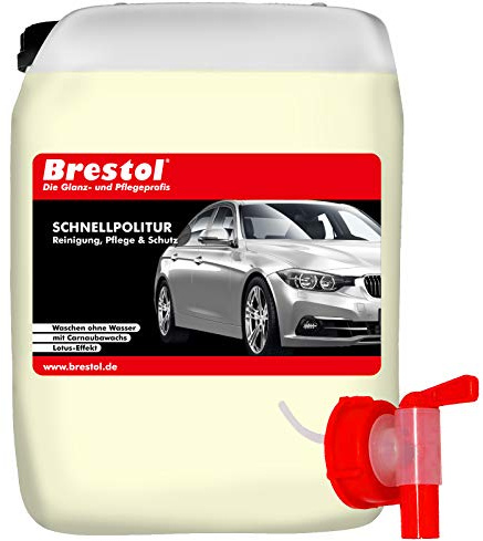 Brestol GFK-POLITUR 25 Liter + Auslaufhahn - Waschen ohne Wasser HM10 Ultraclean Schnellpolitur Politur Folienreiniger Lackpflege Lackglanz