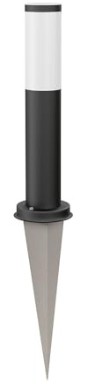 ledscom.de Pollerleuchte PORU schwarz, Erdspieß für außen, Edelstahl, rund, 38,5cm, inkl. Smart Home RGBW E27 LED Lampe, 8,89W, 892lm