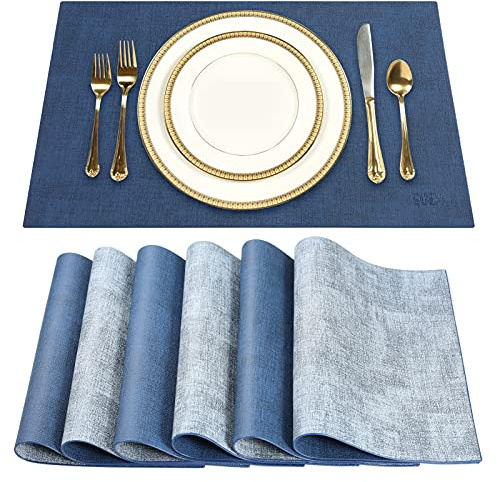 SUEH DESIGN Sets de Table en Cuir Lot de 6 Sets de Table Lavable imperméables PU Résistant à la Chaleur pour Cuisines Restaurants et hôtels 43cm x 31cm