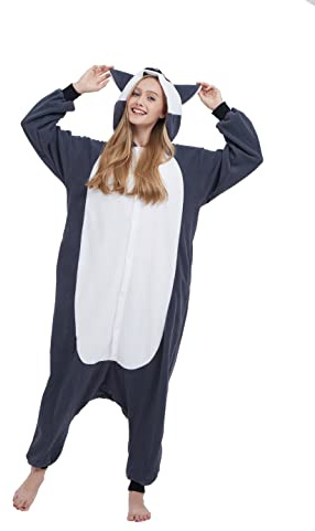 SimZoo Pijama Mono de Animal para Adultos, Ropa de Dormir para Disfraz de Lemur para Hombres y Mujeres, Ropa para el hogar Unisex de una Pieza