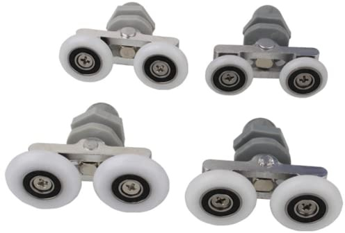SPORTARC Ruedas para puerta de ducha, 4 unidades de poleas de arco antiguo para cuarto de baño, puerta de vidrio, puerta corrediza, rueda oscilante, rueda doble de 19 mm