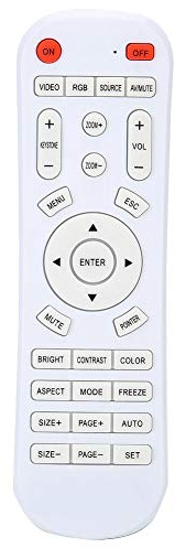 Tbest Universal White Remote Control Replacement for Projectors - Compatible with Various Models, Durable ABS Construction, 10m Range