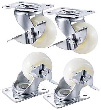 OITTo 5,1 cm schwere Lenkrollen, PA-Lenkrollen mit Bremse, 180 kg belastbare Möbelrollen (4er-Set), Doppellager, stumm/langlebig, weiß