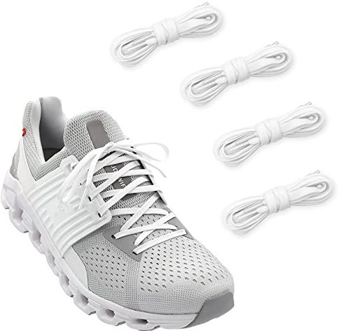 NDTEZUGT 2 Paia Lacci Piatti per On Cloud Running Scarpe, 6mm Sottili Scarpe Lacci da Ginnastica Stringhe di Ricambio (Bianco,47/120cm)