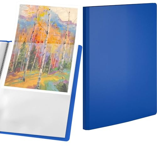 ACROPAQ Präsentationsmappe - Hochkapazitative blaue Präsentationsmappe im A4-Format mit 40 Taschen - Strapazierfähiges Polypropylen, urkundenmappe erweiterbares Design und farbiges A5-Einlegeblatt