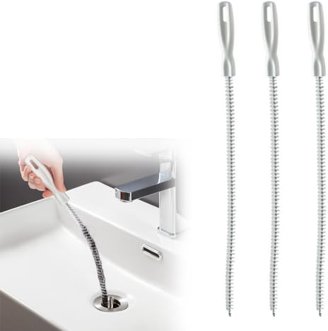 GGUFAY 3 Piezas Cepillo de Limpieza para Desagüe, Flexible 45cm Cepillo de Limpieza de Tuberías, Herramienta de Drenaje para Eliminar Pelos y Desatascar, para la Limpieza de Baño Cocina