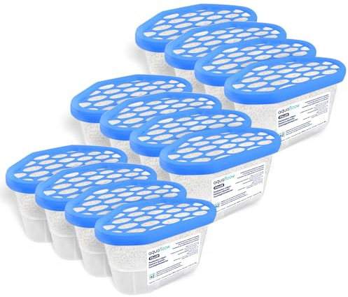 Aquafloow Assorbitore di Umidità per Ambienti 600 ml, Riduce l'umidità, 12 SacchettI di Ricarica in Granuli | Neutralizzatore di Odori, Deumidificatore per Cucina, Armadio, Bagno e Studio