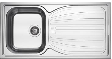 RUMO Echo Premium Stainless Steel Kitchen Sink 1.0 One Single Large Deep Bowl Reversible Sinks with Drainer 1000 x 500mm Inset Life Time Warranty Includes Wastes & Plumbing Kit