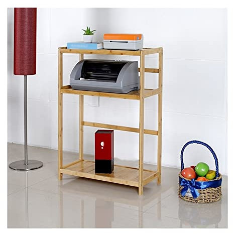 Soporte CPU Bajo Mesa Soporte de torre for PC de 3 niveles, soporte for impresora de bambú con almacenamiento, soporte de suelo for caja de PC con estantes abiertos, estante de almacenamiento estable