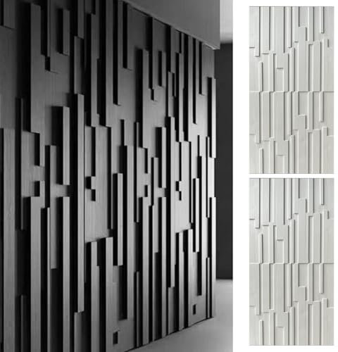Innovz 3d Wall Cladding Panels for Living Room Hall and Stairs, Waterproof Cuttable PU Wall Panels, 60×120cm Wood Grain Texture Panel Wall for Home Décor(White)