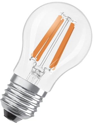 Osram dalla classica forma mini sferica, con filamento LED decorativo, classe di efficienza energetica A, E27, 1,2 W, 255 lm, 2700 K, bianco caldo. Senza riscaldamento, luce immediata al 100%.