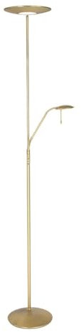 Licht-Erlebnisse LED Stehlampe Metall Kunststoff in Messing Wohnzimmer 185 cm groß 2700 K mit Leselicht flexibel dimmbar Moderne Stehleuchte GRIMESTEIN