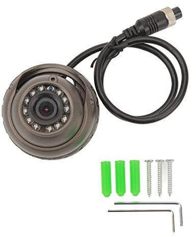 Cámara Domo Interior de Vehículo DC 12V Grabación de Audio y Video Gran Angular IP67 Cámara de Seguridad de Visión Nocturna IR Impermeable para Autobús RV y Camioneta (720P)