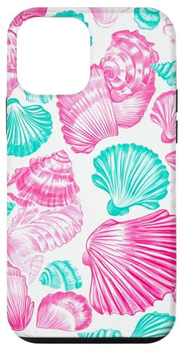 Custodia per iPhone 12 mini Rosa Teal Seashell Coastal Summer, Stella marina, Ragazza