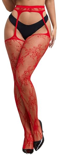 sunshinelady Collant Sexy Ouvert à l'Entrejambe Grande Taille Collant Porte Jarretelles Integre Taille Haute Bas Resille Pour Porte-Jarretelles Tights Women Transparent Fantasie Tenue Sexy Club 3XL-5X