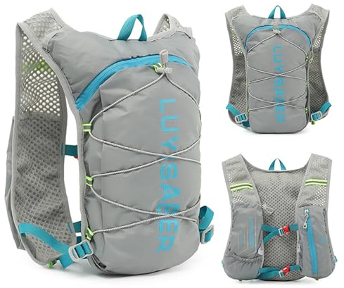Running Backpacks, Lightweight Running Hydration Vest Backpack with Reflective Design, Functional Running Vest, Hydration Vest Pack for Outdoor Climbing Hiking Cycling Biking (Gray, one size)