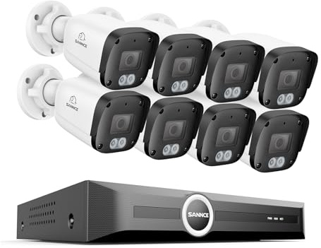 SANNCE 5MP POE Security Camera Systems, 6MP 8CH NVR with Human/Vehicle Detection, 8x Outdoor IP CCTV Cameras for House Security, POE CCTV Outdoor Camera with IP67 Weatherproof, Remote Access, NO HDD
