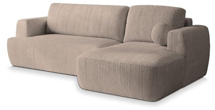 Masseno Ecksofa SENTI P R-S mit Schlaffunktion L-Form, Sofa mit Bettkasten, Wohnzimmersofa, Couch, Soffa, Bettsofa, Couchgarnitur- Beige, POSO 02