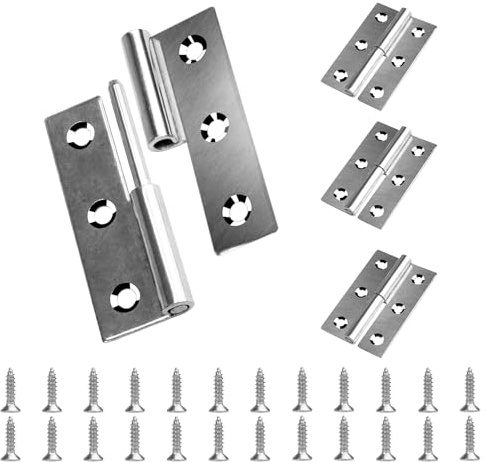 Anstore 4 pcs 2.5 Detachable Hinges, Left & Right Small Slip Joint Flag Hinges with Screws, 304 Stainless Steel Hinge for Heavy-Duty Industrial Doors, Gates, Cabinets Left Off or Right Off Handedness