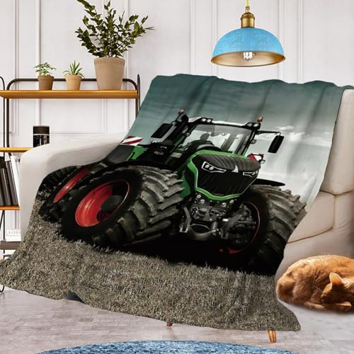Decke TraktorMotiv Kuscheldecke,Warm und Flauschig Kinder Traktor Decken Flanelldecke,mikrofaser Couchdecke Raumdekoration(Traktor B, 150x200cm)
