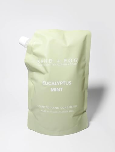 Sand & Fog, PREMIUM (REFILL BAG) Liquid Hand Soap, Scent: EUCALYPTUS MINT (Cleans and Nourishes Skin, made with Aloe) - 34oz REFILL BAG ONLY