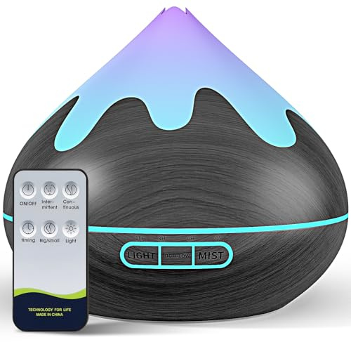 Aroma Diffuser, 500ml Kleiner Ultraschall Aromatherapie Diffusor für ätherische Öle, mit automatischer Abschaltfunktion, Schwarz