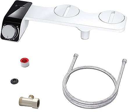 Malloy Accesorio para Bidé Inodoro Ultradelgado Boquilla Doble Espiral PresióN de Agua Ajustable Pulverizador de Culo No EléCtrico con Manguera,A