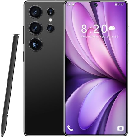 Telefoni Cellulari S24 Ultra 5G, Smartphone Android 14.0, Telefono Cellulare Con Fotocamera Da 7,3 Pollici, 16GB RAM 1TB ROM, 8000 MAh, 72 MP 108 MP, Doppia SIM Gratuita Sbloccata,Black-7.3 Inch