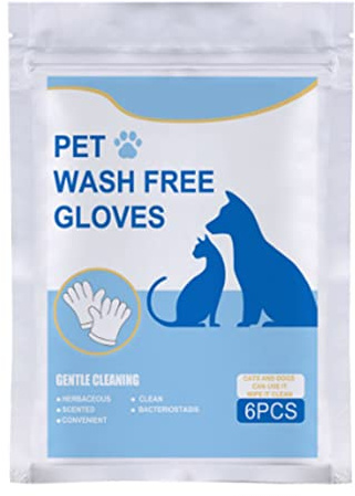 Joygoodta Pet Grooming Gloves Disposable Pet Wipes Gloves Dog Grooming Mitt No-Rinse Dog Cat Hair Remover Glove Massage Bathing General (6 Count) washing