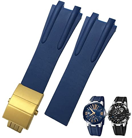 26 mm gummistål fällbart spänne klockband Passar för blåsvart brun sportvattentäta remstillbehör