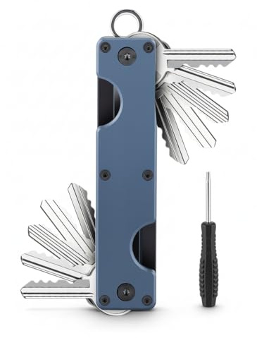 Gugxiom Organizador de llaves de metal, compacto organizador de llaves, mini llavero para hombre y mujer, asegura hasta 12 llaves