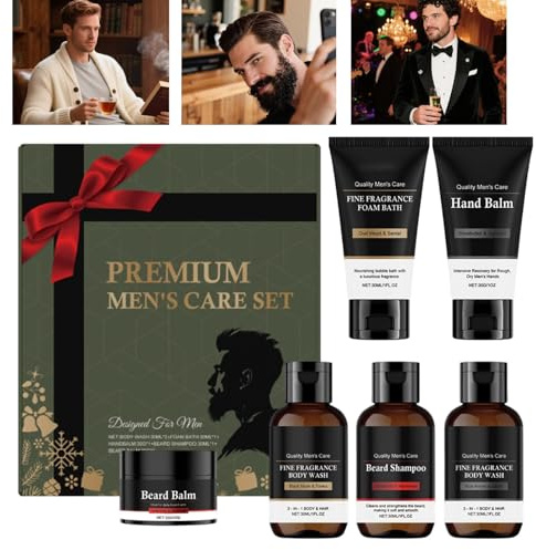 Set De Gel De Baño Para Hombre | Kit De Cuidado De Regalo Limpieza Diaria Hidratación Piel Sensible Barba Uso Facial Suministro De Invierno Para Vacaciones Estilo Aleatorio | Ducha Rutina Gimnasio