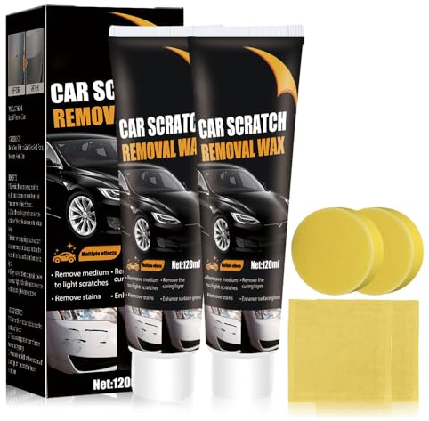 Schneller Kratzer Entferner Auto, 2026 Neu Kratzerentferner für Auto Autopolitur mit Schwamm, 120ml Lack Reparatur Polieren Paste Für Cars Verschiedene Oberflächen Reparatur Polieren Paste (2Pcs)