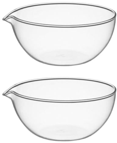 HOMSFOU Lot de 2 Bols en Verre 200 Ml Bec Verseur Créatif, Mini Bols Cuisine Transparents pour Préparation, Sauce et Dessert, Adaptés la Maison, Restaurant et Pâtisserie