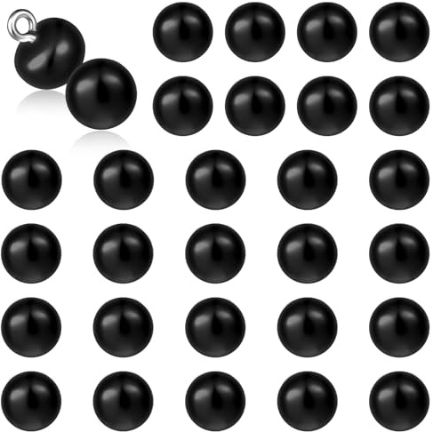 ZEYIYER 30Pcs Black Buttons, 10mm/0.4inch Pearl Buttons for Cardigan